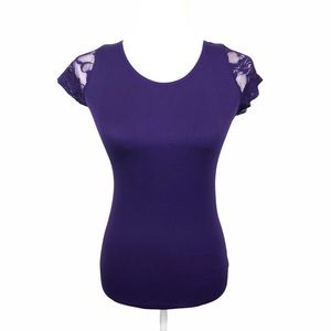 NWT Soho Girls Juniors Sheer Floral Lace Back Top One Size Short Sleeves